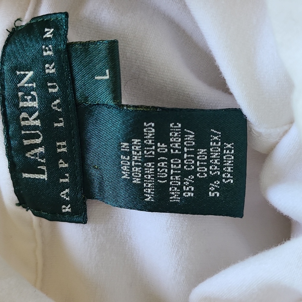 Ralph Lauren White Sleeveless Top with Navy Stripes L - Picture 2 of 2